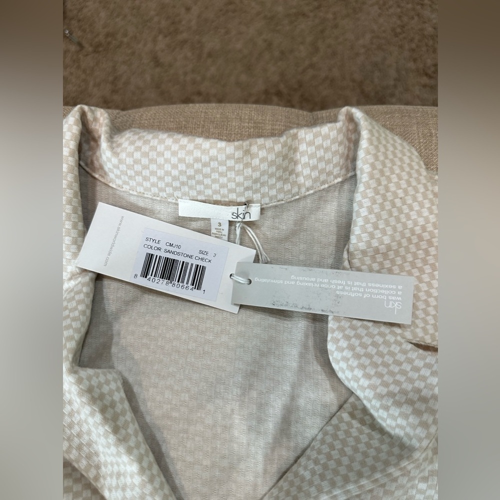 Skins Women’s Jules Top - Size 3 Color - Sandstone Check - NWT - Picture 7 of 8